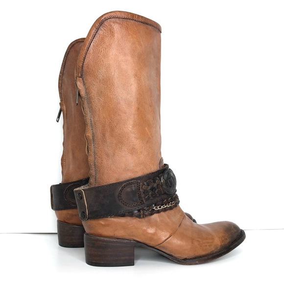 NEW Freebird By Steven Breck Distressed Leather Back Zip Boots Women’s 7 Shoes - Picture 2 of 11